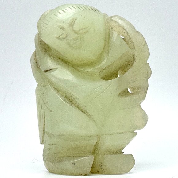 Jade Carved Chinese Diety Figurine Rustic Stone Antique 19 c - Picture 1 of 10